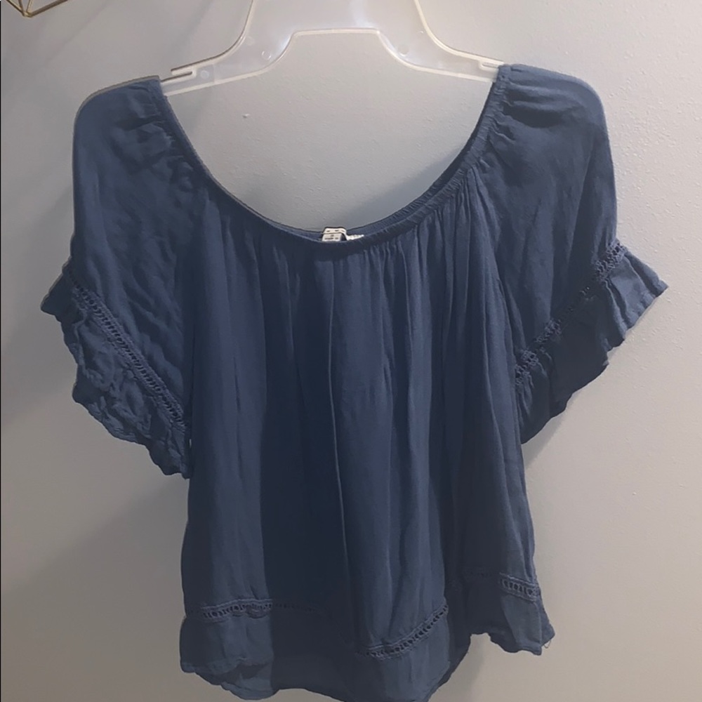 Haute Monde blue flowy blouse